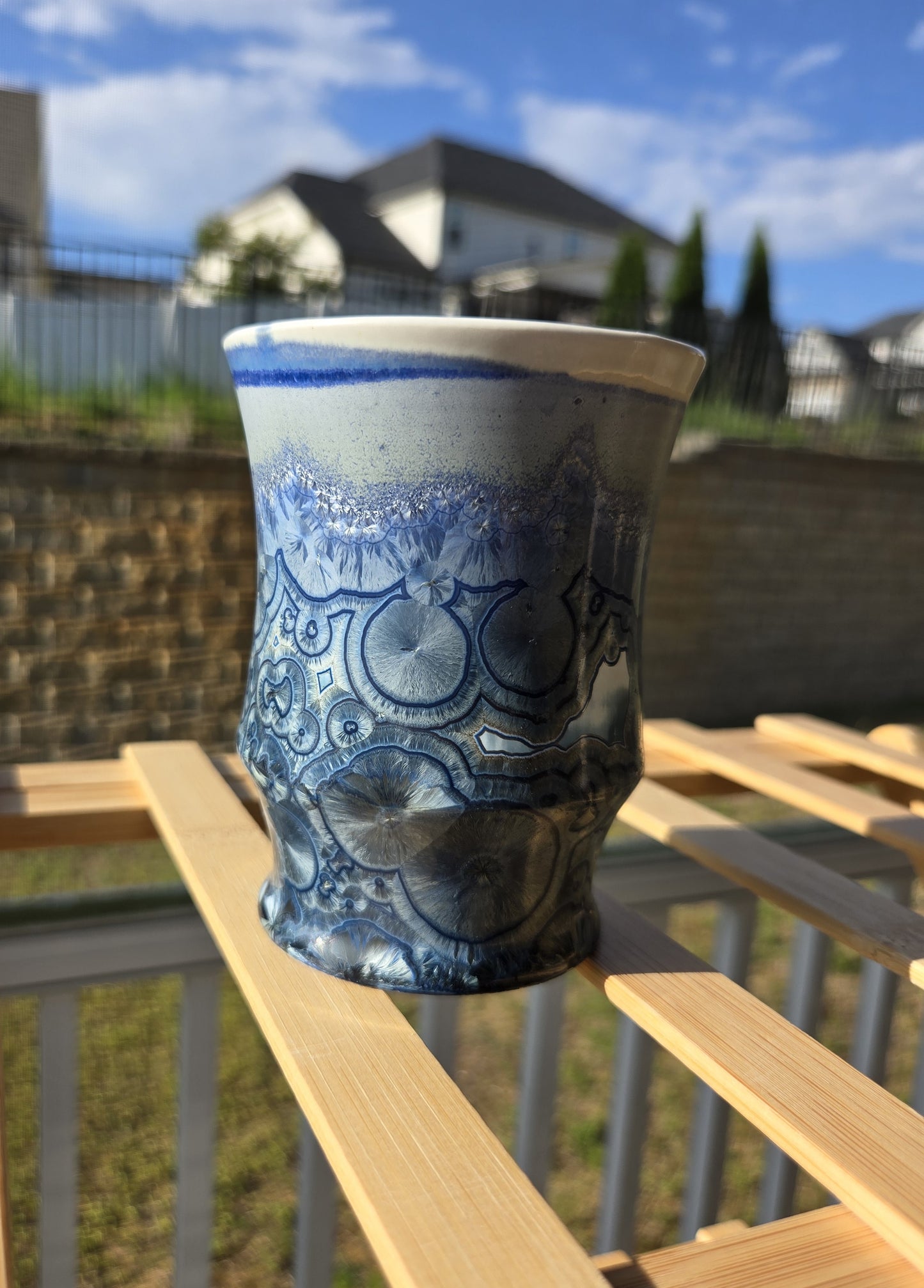 Crystalline small blue angular cup