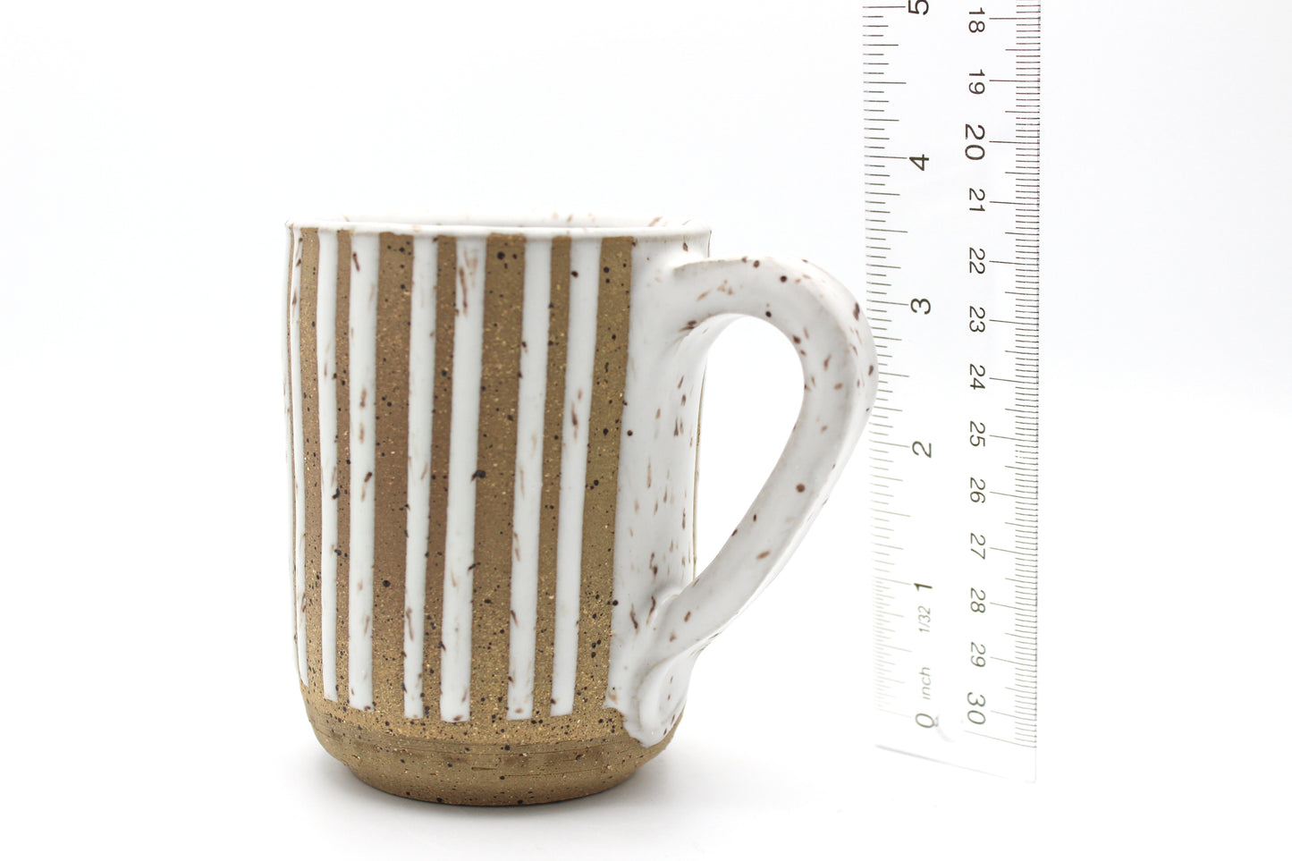 White Striped Stoneware Mug