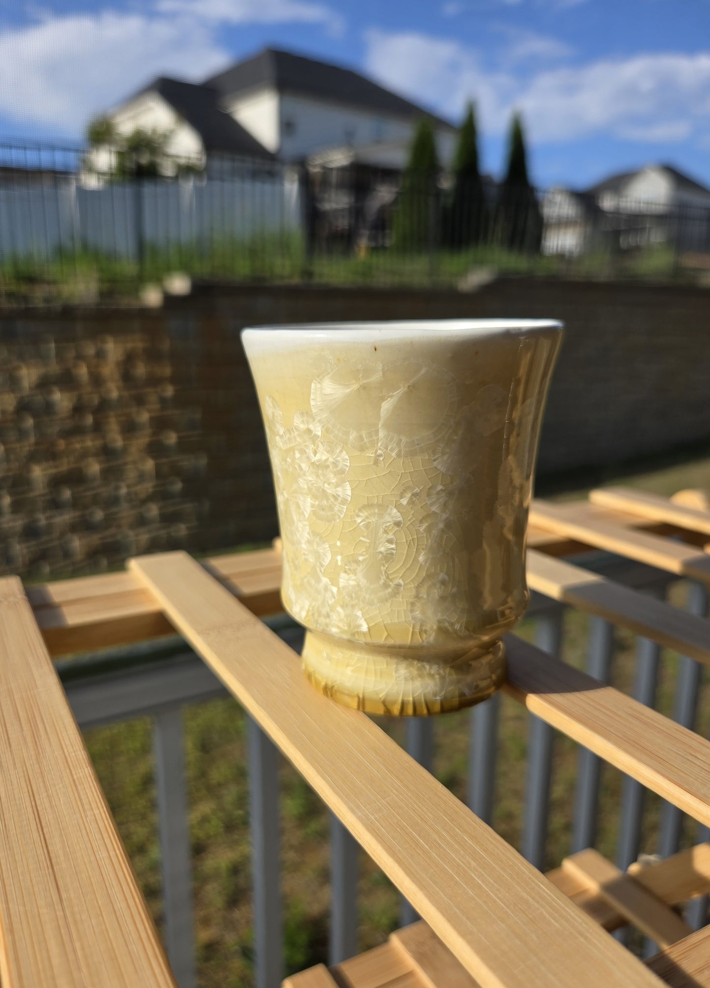 Crystalline small beige angular cup
