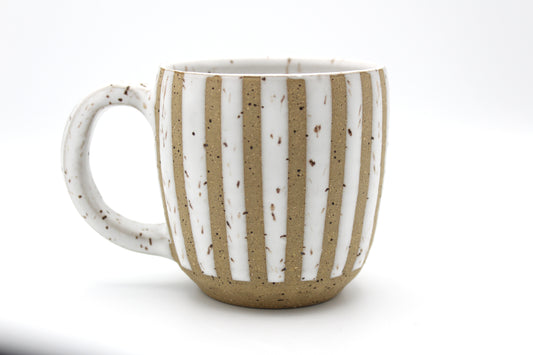 LP White Striped Stoneware Mug