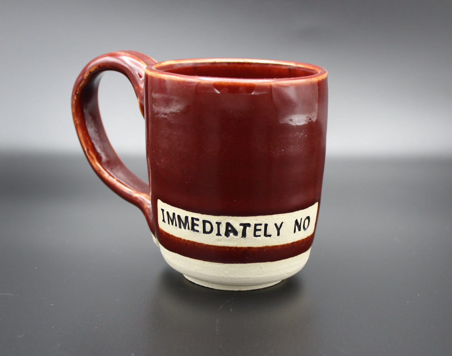 Red "Immediately No" Stoneware Mug