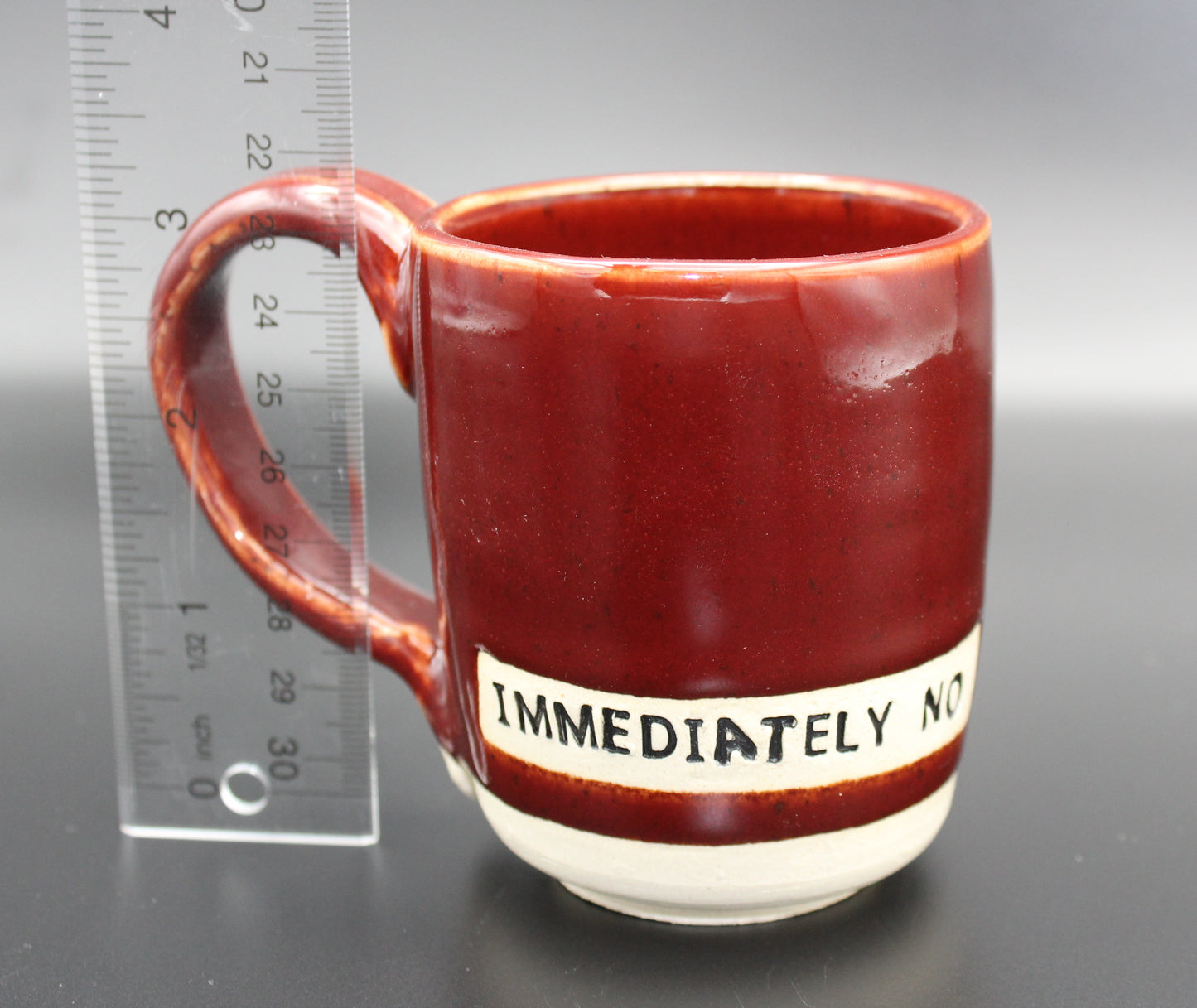 Red "Immediately No" Stoneware Mug