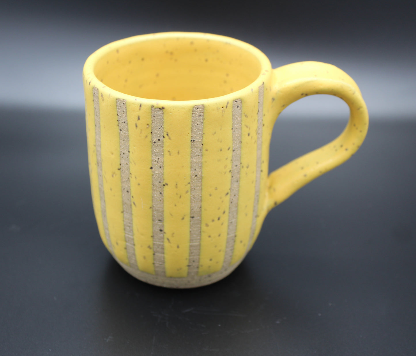 Yellow Striped Stoneware Mug