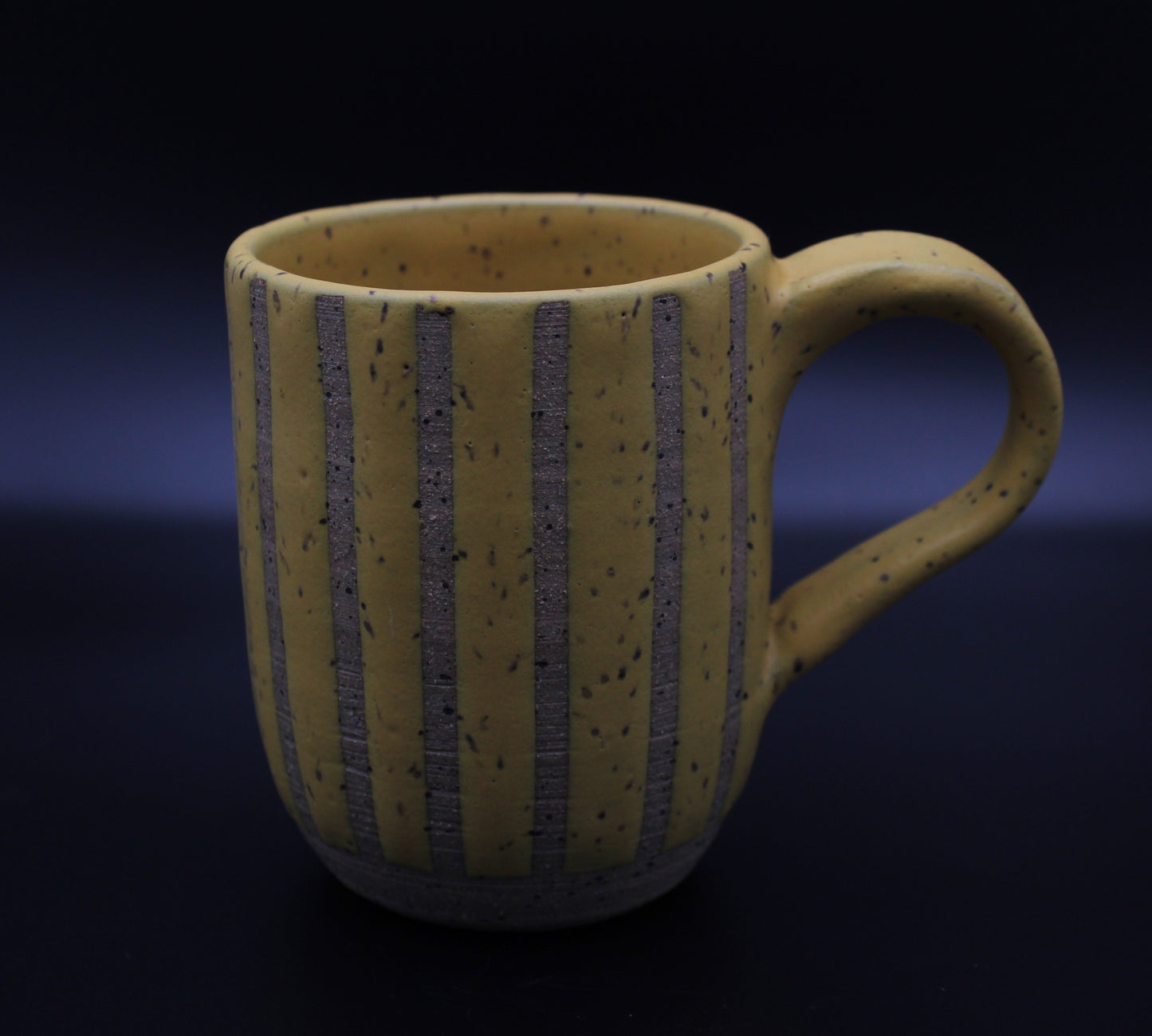 Yellow Striped Stoneware Mug