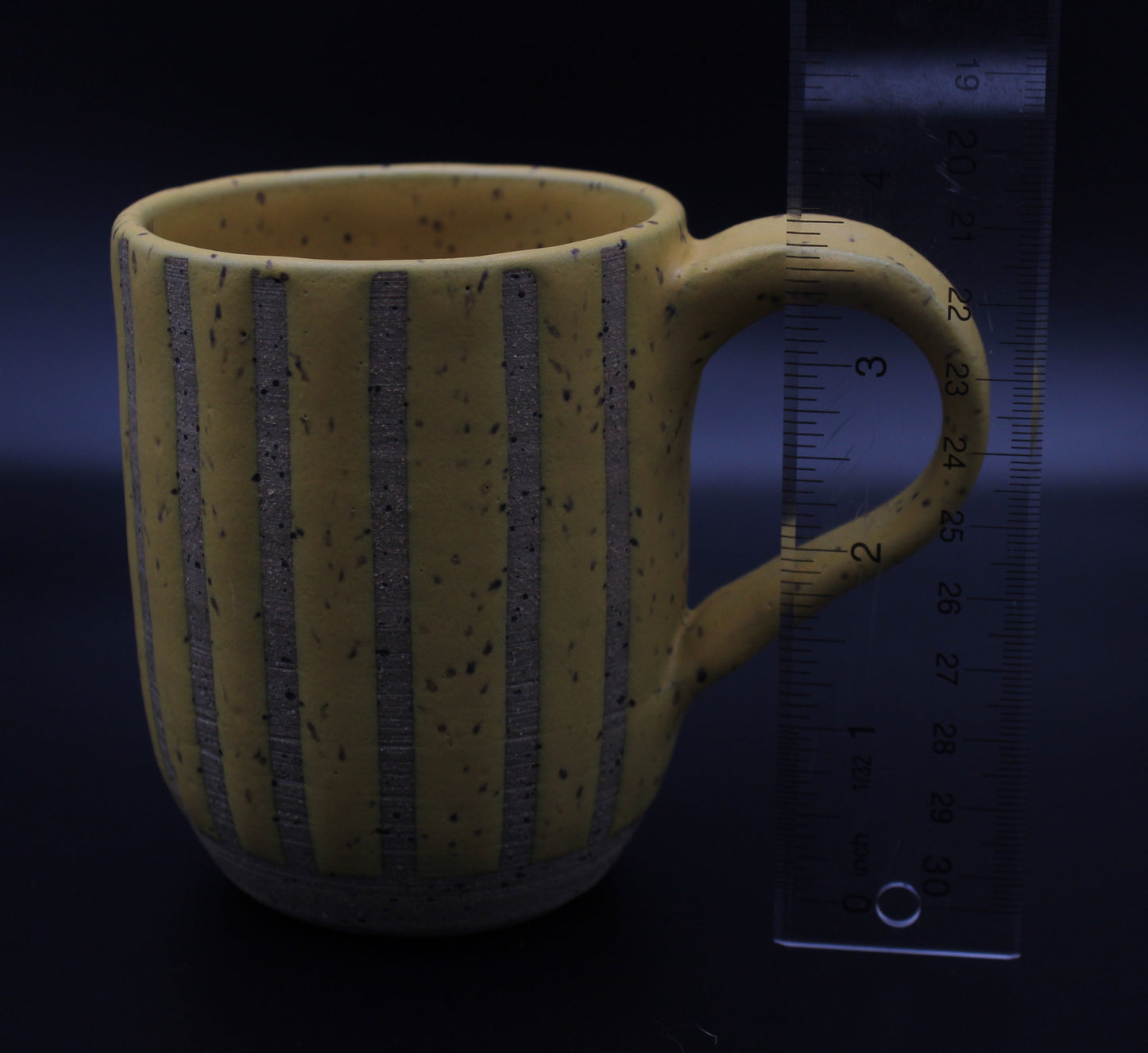 Yellow Striped Stoneware Mug