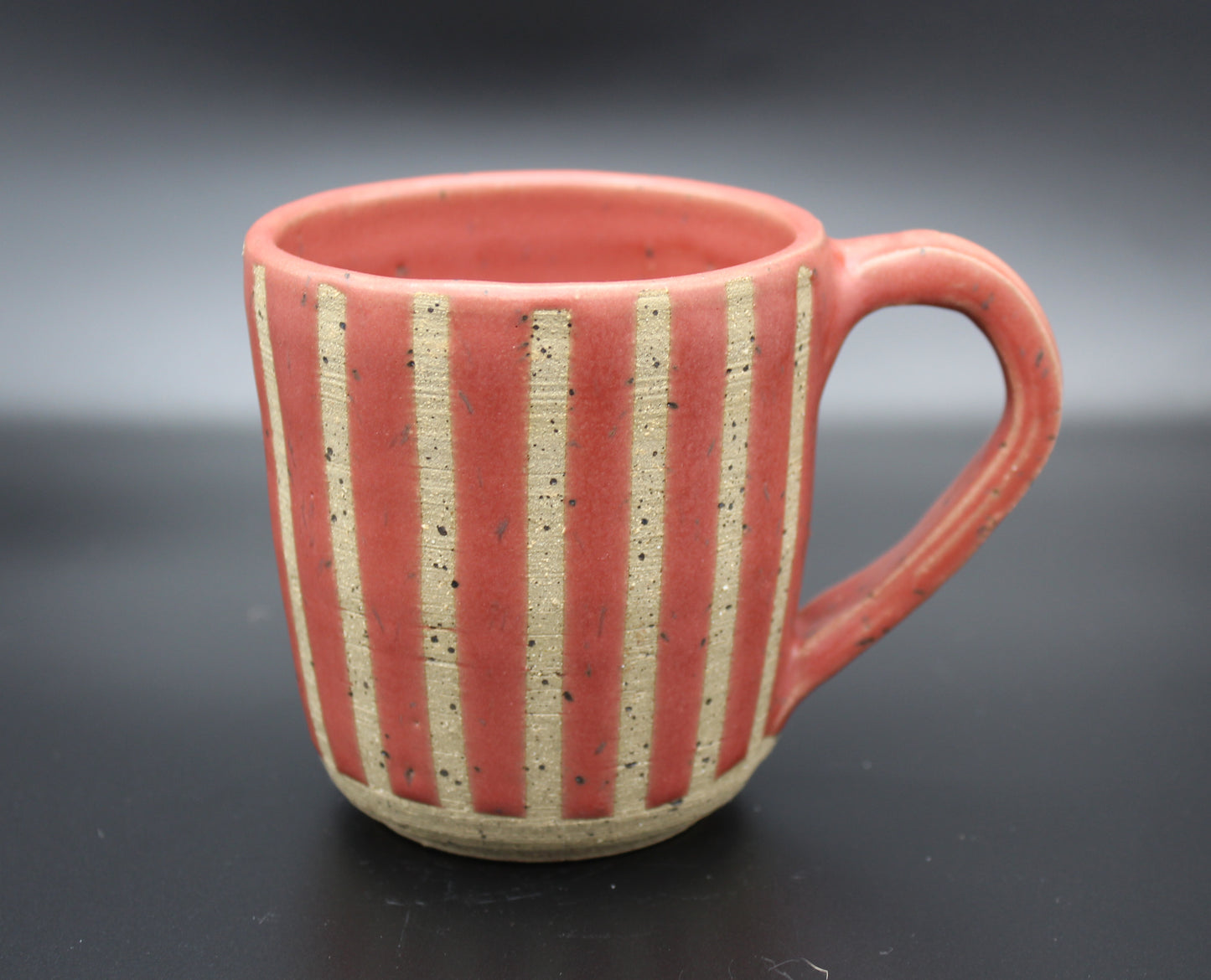 Red Striped Stoneware Mug