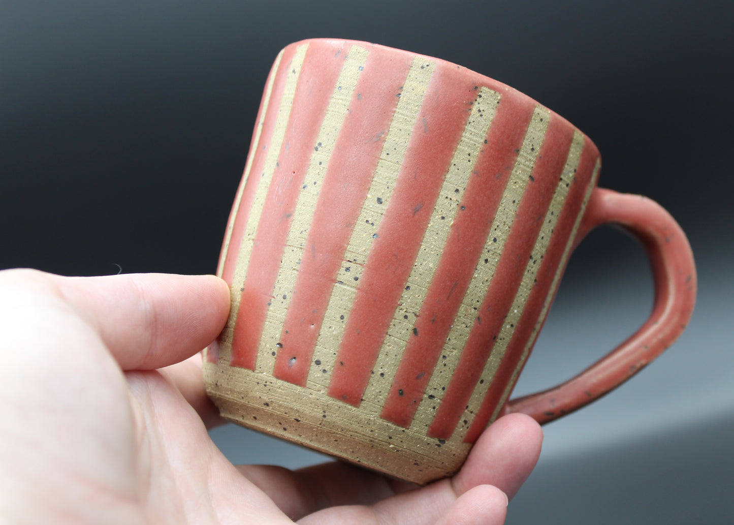 Red Striped Stoneware Mug