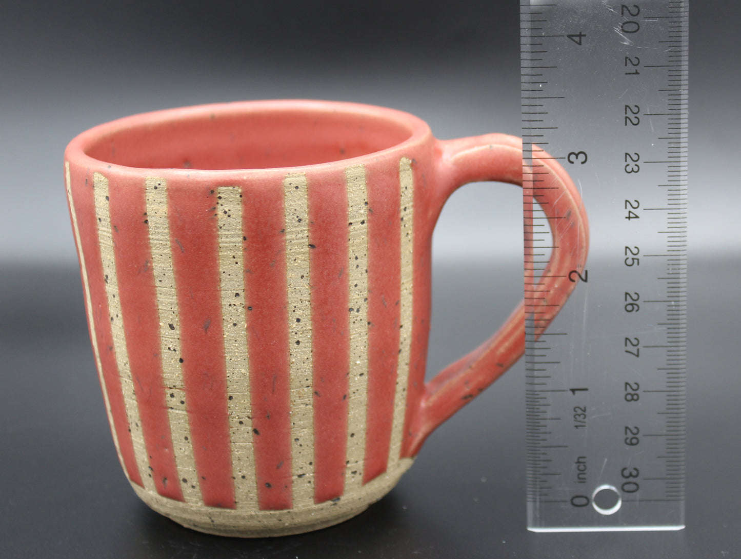 Red Striped Stoneware Mug