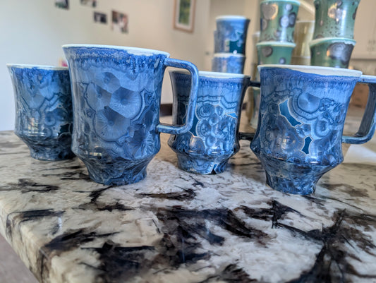 NCMA Blue Crystalline Mugs