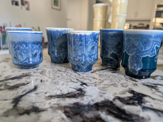 NCMA Small Blue Crystalline Cups